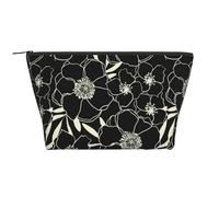 Fleurs Noires et Blanches, Trousse de Toilette Trousse de Maquillage Sac à cosmétiques Trousse de Toilette de Voyage Portable