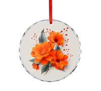 Fleurs oranges en pleine floraison en verre cristal à suspendre pour décoration d'arbre de Noël