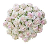 FLEURS PAPIER fleurons ouverts 2 tons crème/rose pâle 10mm - 50pcs