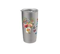 Fleurs Papillons Été Printemps Art Mason Bocaux Esthétique Gobelet isotherme en acier inoxydable double paroi