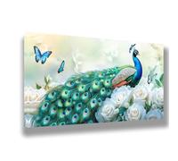 Fleurs Peinture par Numero Adulte Paon Peinture Numero Enfant Débutants, Bricolage Activité Manuelle Kit Cadeau Creatif Adulte 100x200cm avec Pigment et Pinceaux, Tableau Decoration Murale, 1354-W