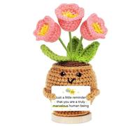 Fleurs positives au crochet - Cadeaux inspirants pour femme : mini muguet positif fait à la main - Cadeau de Noël pour femme, collègue, patron, amie, maman, enseignante