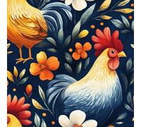 Fleurs Poulet Papier Peint Autocollant 0.3X5 M Meuble Film Décoratif Vintage Jardin Coq Imperméable Mat Stickers Collant Rouleau Facile à Nettoyer et Amovible pour Surface Porte Armoire Cuisine