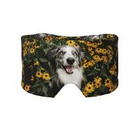 Fleurs pour chien Border Collie heureux,Masque pour les yeux bloquant la lumière Cache-yeux et cache-oreilles pour le sommeil