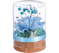 Fleurs préservées dans Un dôme en Verre pour Toujours Une Rose éternelle, À La Main Romantique Rose Fleur Artificielle, pour Jour de Valentine d'anniversaire Anniversaire Cadeaux (Bleu)