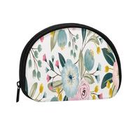 Fleurs printanières ravissantes, Roses Bleues et Roses, Feuilles Vertes, Couleurs Douces,Trousse de Rangement pour Femme, Trousse à Maquillage, Petit Porte-Monnaie, Pochette à Monnaie.