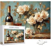 Fleurs Puzzle 3000 Pièces Adultes, 5D DIY Puzzle Verre à vin Couleur Puzzles, Jigsaw Jeu éducatif effrayant, Ddifficile pour Adultes avec Emballage Cadeau for Decoration Chambre Murale Cadeau,Model252