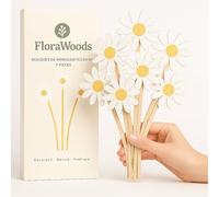 Fleurs qui ne fanent pas. Bouquet de 7 Marguerites en Bois - Cadeau Original et Durable - Ne fane Jamais- Zéro entretien - Décoration Naturelle Bohème - Idée Cadeau Femme, Maman, Anniversaire