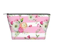 Fleurs Rayures Roses, Trousse de Toilette Trousse de Maquillage Sac à cosmétiques Trousse de Toilette de Voyage Portable