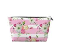 Fleurs Rayures Roses, Trousse de Toilette Trousse de Maquillage Sac à cosmétiques Trousse de Toilette de Voyage Portable