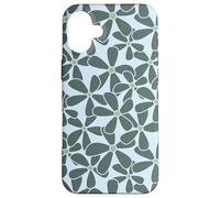Fleurs rétro printanières joyeuses en Jade fumé et Bleu Layette Coque pour iPhone 16 Plus