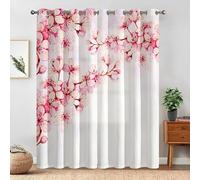 Fleurs Rideau Occultant Fleurs De Cerisier Rideaux Thermiques Isolants Anti Chaleur Rideaux et Draperies Intérieurs a Oeillets Lot de 2 pour Salon Chambre Fenêtre 140x200cm(L x H)