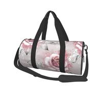 Fleurs Roses Aquarelle Floral Rose Feuilles Grises Splash, Sac de Voyage de Grande capacité, Sac à Main Rond, Sac de Voyage de Sport, fourre-Tout, Sac de Fitness