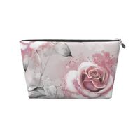 Fleurs Roses Aquarelle Floral Rose Feuilles Grises Splash, Trousse de Toilette Trousse de Maquillage Sac à cosmétiques Trousse de Toilette de Voyage Portable
