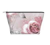 Fleurs Roses Aquarelle Floral Rose Feuilles Grises Splash, Trousse de Toilette Trousse de Maquillage Sac à cosmétiques Trousse de Toilette de Voyage Portable