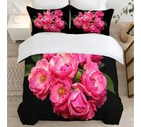 Fleurs Roses Housse de Couette 150x200 Parures de Lit 1 Personne Imprimé 3D Microfibre Douce Belles Fleurs Housses Couette avec 2 Taies d'oreiller et Fermeture Éclair l.783