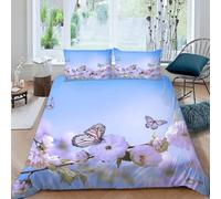 Fleurs Roses Housse de Couette 160x200 Parures de Lit 1 Personne Imprimé 3D Microfibre Douce Belles Fleurs Housses Couette avec 2 Taies d'oreiller et Fermeture Éclair h.5361