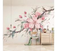 Fleurs Roses Peintes À La Main Chaudes Et Belles En Trois Dimensions Papier Peint 3D Installation Facile Intissé Tapisserie Bureau Salon Canapé Chambre Décoration Murale-400cm×280cm