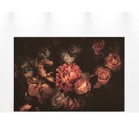 Fleurs Roses Toile Orange Noir 90x60 DD120252 Toile sur châssis Tableau mural
