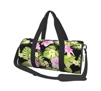 Fleurs Roses Tropicales et Palmiers de la Jungle, Sac de Voyage de Grande capacité, Sac à Main Rond, Sac de Voyage de Sport, fourre-Tout, Sac de Fitness