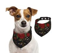 Fleurs Roses Westernch,Bandanas pour Chien, écharpe en Coton, Bavoirs réglables pour Animaux de Compagnie,S