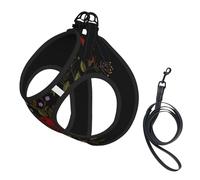 Fleurs Roses Westernch,Harnais pour Animaux de Compagnie, Harnais réfléchissant réglable pour Chien,S
