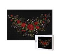 Fleurs Roses Westernch,Puzzle Familial en Bois de 300 pièces pour Adultes et Adolescents, décoration d'intérieur