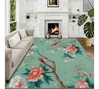 Fleurs Rouges Tapis 180x270 cm Peinture Couleur Moquette Antiderapant à Poils Courts Tapis 3D Lavable en Machine Convient aux Chambres, Bureaux Salons et Couloirs a-3515