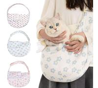 Fleurs Sac de Transport pour Chien Chat,Respirable Sac Chat Transport,Porte Chien Ventral pour Chiens Chats de Taille Jusqu'à 9 kg (Couleur Rose, Large)