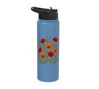 Fleurs sauvages de coquelicot rouge orange botanique floral Stainless Steel Insulated Water Bottle