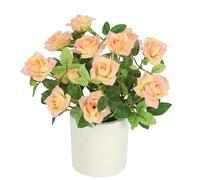 Fleurs Sauvages en Pot de 32 cm - Roses artificielles - Roses Sauvages - Fleurs artificielles en Soie - Décoration de Mariage - Décoration de Table - Fleur décorative en Pot - Pêche