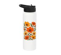 Fleurs sauvages et florales botaniques de pavot orange Stainless Steel Insulated Water Bottle