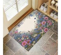 Fleurs Sauvages Et Papillons Paillasson Interieur Entree 45 X 75 Cm, Plantes À Fleurs Tapis D'Entrée Antidérapant, Tapis De Sol Absorbantes Couleurs Mélangées pour Chien, Porte, Couloir