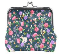 Fleurs Sauvages Femmes Colorées Mignon Portefeuille En Cuir Baiser Boucle De Verrouillage Petite Pochette Porte-monnaie, Fleurs Sauvage Coloré, Fleurs Sauvages Colorées