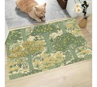 Fleurs Sauvages Forêts Anglaises Paillasson pour l'intérieur - 90 x 150 cm - William Morris Paillasson Antidérapant Anti-saleté Lavable pour Porte d'entrée entrée Balcon, Vert Sauge