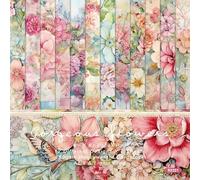 Fleurs Scrapbooking Papier, 24 Feuilles Papier Scrapbooking Floral, 15 x 15 cm Papier Décoratif Scrapbooking Papier à Motif Scrapbooking Accessoires pour Journal, Carnet, DIY Album, Artisanat