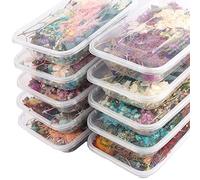 Fleurs séchées naturelles ulapithi, Lot de petites fleurs colorées, pour résine époxy, bougies, artisanat, 1 boîte de 10 types de fleurs séchées aléatoires, séchées au hasard