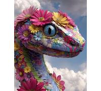Fleurs Serpent Nuage Puzzle de 60 Pièces pour Adultes, 40x28cm Puzzles Classiques 60 pièces Adultes, Puzzle Stimulant Parfait pour Les Soirées de Jeu