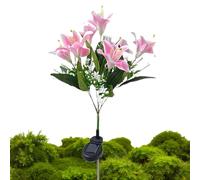 Fleurs Solaires,Sept Têtes Lys Artificiel Éclairage Décor avec Piquet | Lumières solaires extérieures résistantes à l'eau - pour Jardin Patio Cour Mariage Balcon allée Parc terrasse
