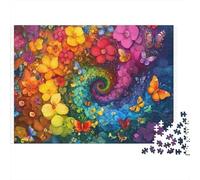 Fleurs Spirales Colorées Puzzle 1000 Pièces Papier pour Adultes Papillons Jeu de Puzzle 1000 Pièces Décor Relax Famille 52x38cm/1000pcs