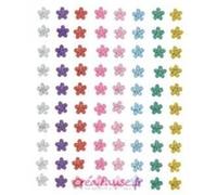 Fleurs strass adhésives - ARTEMIO - Set 80 pièces - Couleurs assorties - Ø 6 mm - Autocollantes - Strass fleurs à coller