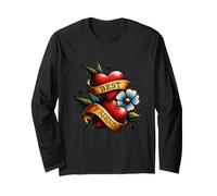 Fleurs Style Tatouage Vintage || Best Friend Forever Hearts Manche Longue