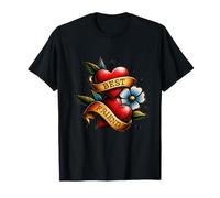 Fleurs Style Tatouage Vintage || Best Friend Forever Hearts T-Shirt
