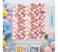 Fleurs Tableau mural 4 PCs 23.6 "x15.8" 3D Fleur Décor mural Fleurs en soie pour chambre à ongles, bureau à domicile, fond de mariage, douche nuptiale, chambre de fille bébé