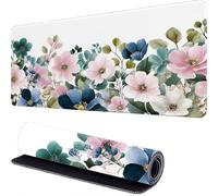Fleurs Tapis de Souris Gamer 1200 x 600 x 3mm Blanc Tapis Souris XXL Extended Mousepad Desk Mat avec Base en Caoutchouc Antidérapant, Imperméable Mouse Pad, pour Ordinateur, PC, Bureau, Maison r-210