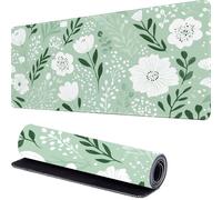 Fleurs Tapis de Souris Gamer 800 x 400 x 3mm Blanc Tapis Souris XXL Extended Mousepad Desk Mat avec Base en Caoutchouc Antidérapant, Imperméable Mouse Pad, pour Ordinateur, PC, Bureau, Maison r-209
