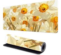 Fleurs Tapis de Souris Gamer 800 x 400 x 3mm Blanc Tapis Souris XXL Extended Mousepad Desk Mat avec Base en Caoutchouc Antidérapant, Imperméable Mouse Pad, pour Ordinateur, PC, Bureau, Maison r-213