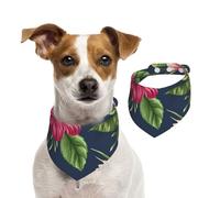 Fleurs Tropicales Frangipanier Hibiscus Nature,Bandanas pour Chien, écharpe en Coton, Bavoirs réglables pour Animaux de Compagnie,S