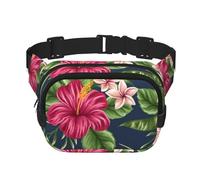 Fleurs Tropicales Frangipanier Hibiscus Nature,Sac Banane carré Double Couche, Sac de Poitrine