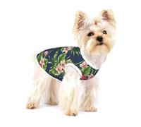 Fleurs Tropicales Frangipanier Hibiscus Nature,T-Shirt sans Manches en Coton pour Animaux de Compagnie, Gilet Respirant, Extensible et Doux,M
